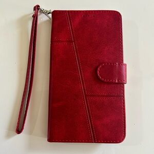 Elegant Red Phone Wallet Case with Strap